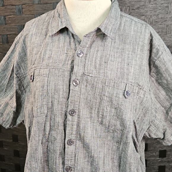 Men's Paulo Solari Gray Short Sleeve Linen Blend Shirt Size 3XL - Picture 3 of 11